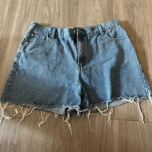 Denim Frayed Hem Shorts